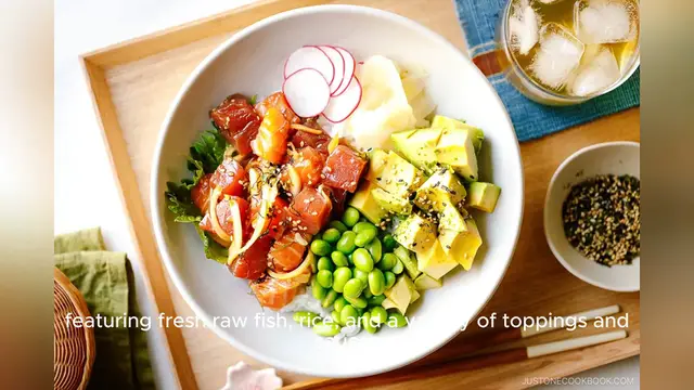 'Video thumbnail for poke bowl recipe'
