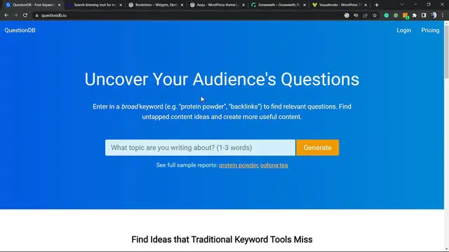 'Video thumbnail for Best Long Tail Keyword Generator_ Uncover Your Audience's Questions For Free'
