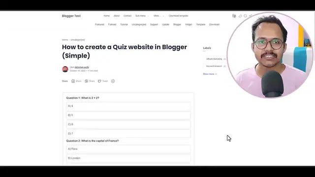 'Video thumbnail for How to Start a Quiz Website in Blogger _ MCQ Quiz Using HTML, CSS & JS'