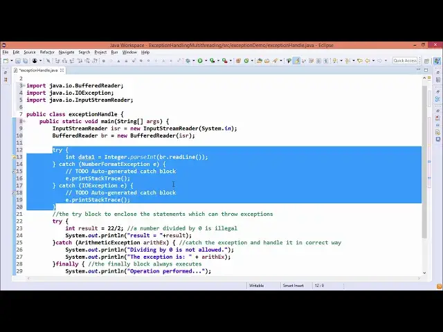 'Video thumbnail for Java Essentials - Exception handling in java'