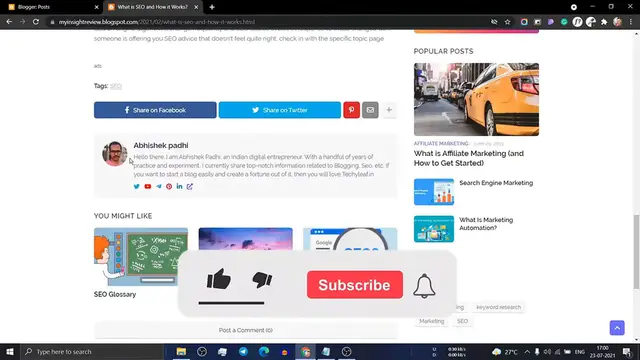 'Video thumbnail for How to Add a Custom Author Bio Box in Blogger_ _ (with Social media icons)'
