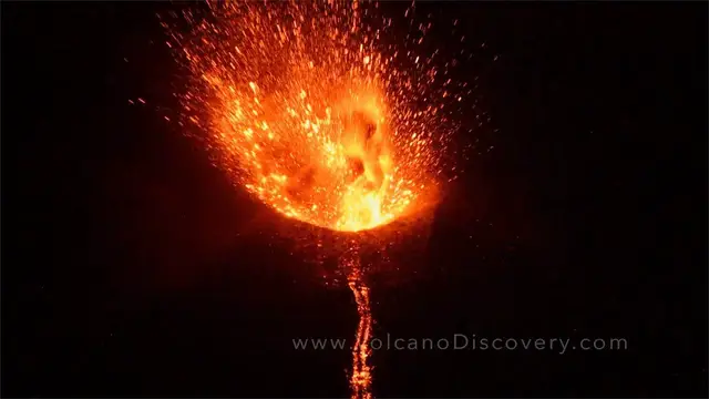 'Video thumbnail for Krakatoa volcano erupts red hot lava in spectacular night-time explosion'