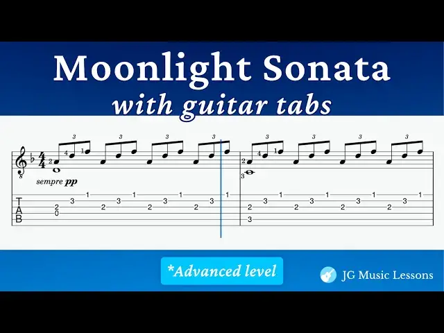 'Video thumbnail for Moonlight Sonata guitar tabs'