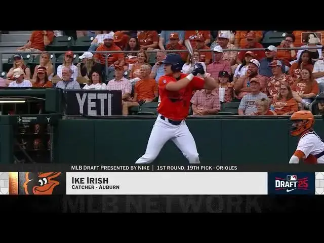 'Video thumbnail for Baltimore Orioles Select Ike Irish with No. 19 Pick in 2025 MLB Draft!'