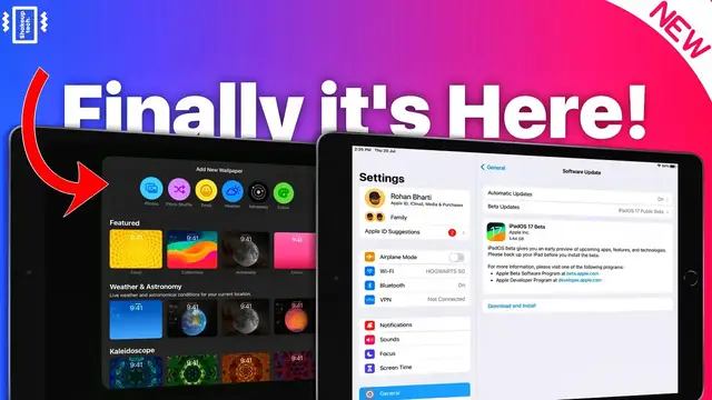 'Video thumbnail for iPadOS 17 *BIG UPDATE* on iPad 9th Gen - INSTALL & Review! (Beta)'