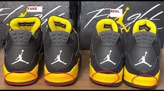 'Video thumbnail for Real Vs Fake Air Jordan 4 Thunder: Quick tips To Bust The Fakes'