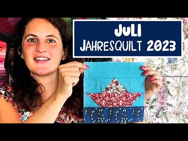 'Video thumbnail for Funkelfaden Jahresquilt Juli - Community Challenge Patchworkdecke nähen'
