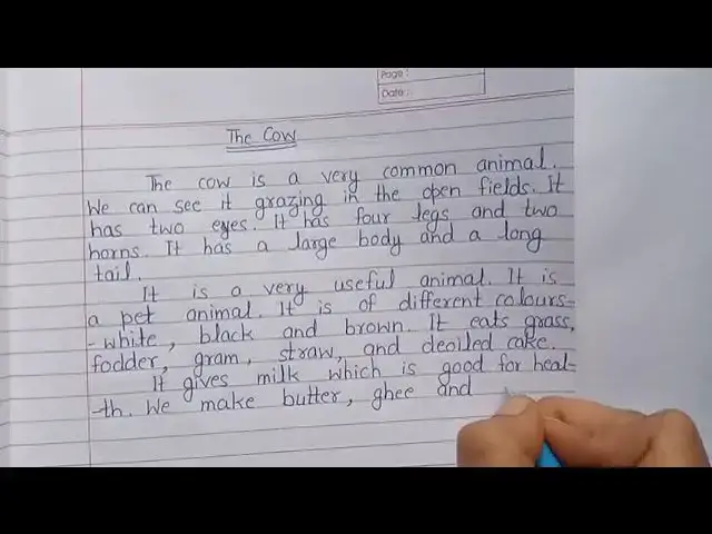 'Video thumbnail for Essay on the cow || The Cow || Write short essay on Cow in English || Cow Essay'