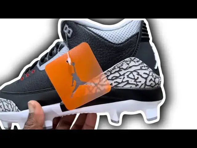 'Video thumbnail for The Air Jordan 3 Black Cement MCS Cleats Is Definitely A Must Have'