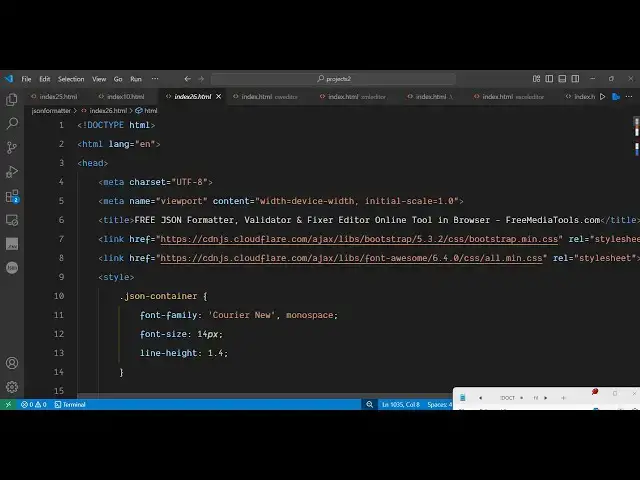 'Video thumbnail for Build a JSON Editor to Format, Validate & Minify JSON in Browser Using HTML & JavaScript'