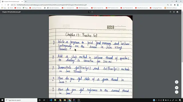 'Video thumbnail for Java Tutorial_ Practice Questions on Thread'