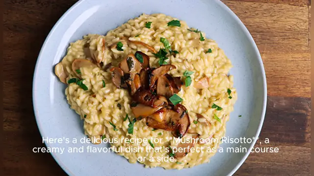'Video thumbnail for mushroom risotto recipe'