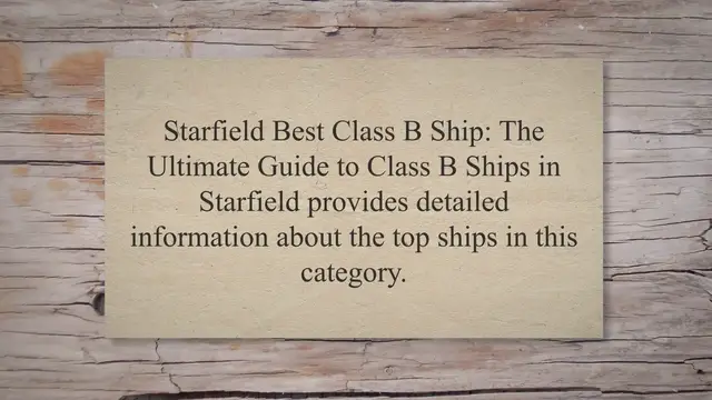 'Video thumbnail for Starfield Best Class B Ship: The Ultimate Guide To Class B Ships'