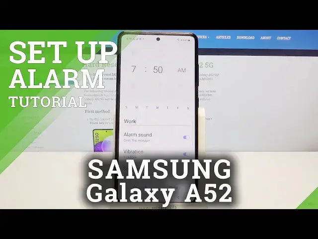 'Video thumbnail for How to Set Up Alarm Clock on SAMSUNG Galaxy A52 – Open Alarm Settings'
