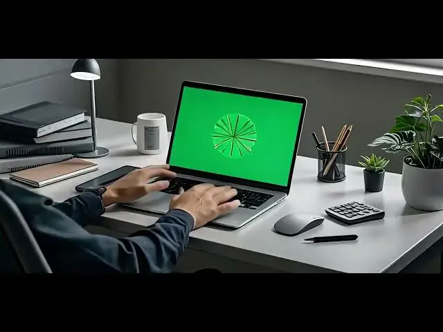 'Video thumbnail for Employee Working on Green Screen Laptop Touchpad in Office Close Up'