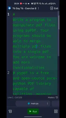 'Video thumbnail for Exercise 8 - Merge the PDF _ Python Tutorial - Day #76'