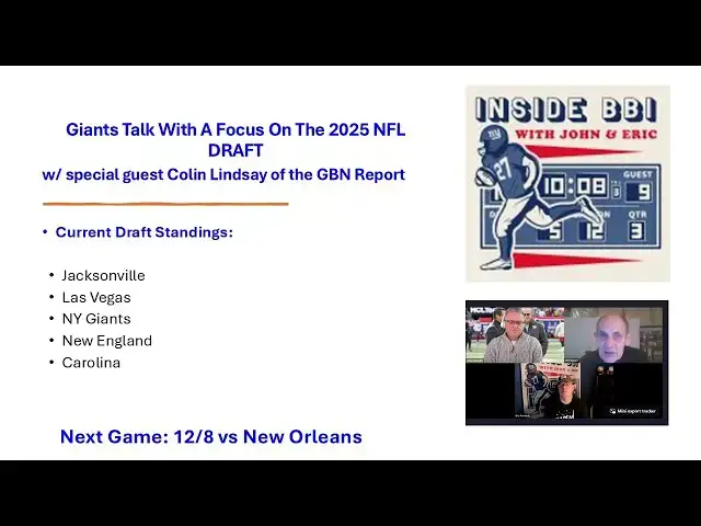 'Video thumbnail for Giants Review And 2025 Draft Preview w/Special Guest Colin Lindsay of GBN Report! #nfl #football'