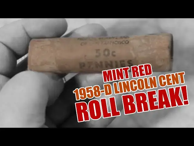 'Video thumbnail for 1958-D Lincoln Cent Mint Red Roll Break! #coincollecting'