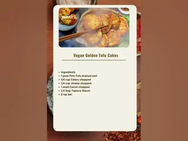 'Video thumbnail for Vegan Golden Tofu Cakes #food #recipevideos #recipe'