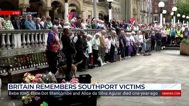 'Video thumbnail for Britain remembers Southport victims with impeccable three-minute silence'