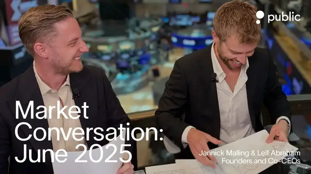 'Video thumbnail for Public Co-Founders Jannick Malling & Leif Abraham Review the Markets at NYSE'