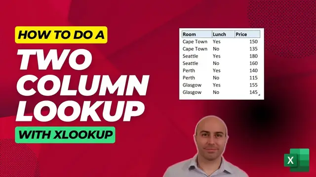 'Video thumbnail for TWO COLUMN Lookup in Excel with the XLOOKUP Function'