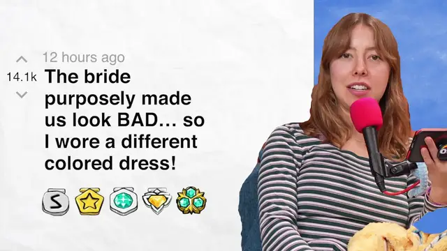 'Video thumbnail for The bride purposely made us look BAD… so I wore a different colored dress! Part 1 - r/BORUpdates | Reddit Stories'