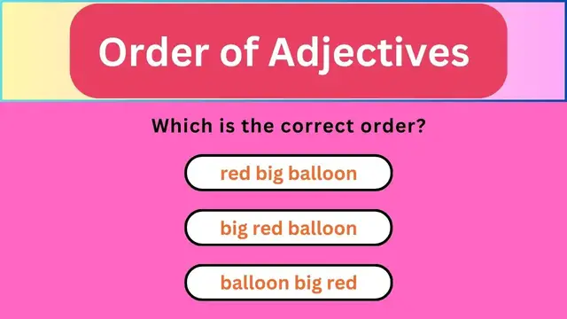 'Video thumbnail for English Grammar Practice ||  Order of Adjectives || English Grammar Test'