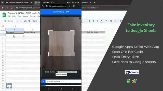 'Video thumbnail for Take your inventory to Google Sheets with QR, Bar code scanning Web Apps'
