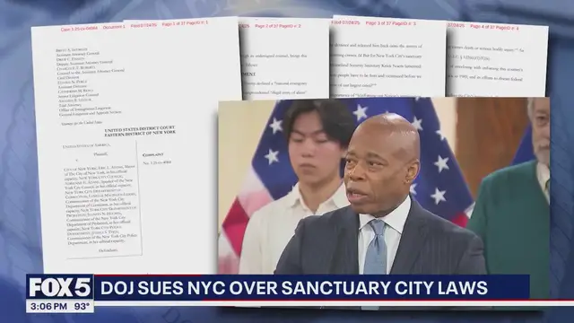 'Video thumbnail for NY News Update: DOJ sanctuary city lawsuit; Ghislaine Maxwell meeting'