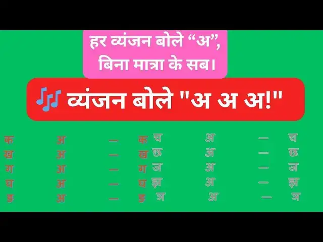 'Video thumbnail for "Hindi Consonants Song | क अ क, ख अ ख | Learn Hindi Vyanjan with अ Matra for Kids"'