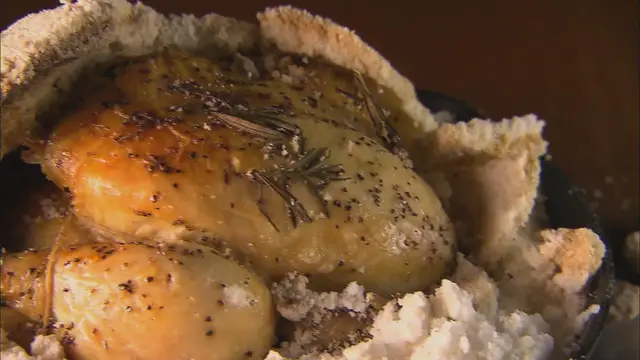 'Video thumbnail for Chicken in a Salt Crust with Garlic Parsley Sauce'