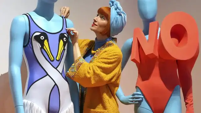 'Video thumbnail for Pamela's iconic 'Baywatch' swimming costume makes a splash at new exhibit'