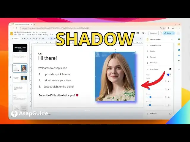 'Video thumbnail for How to Add a Drop Shadow to a Picture in Google Slides'
