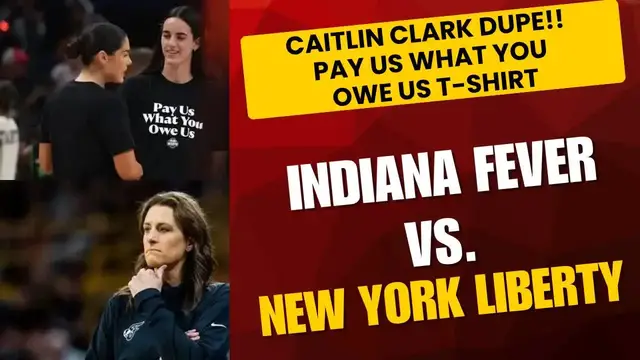'Video thumbnail for Caitlin Clark Tricked Into Wearing “Pay Us Now” Shirt?  | Indiana Fever vs New York Liberty Preview'