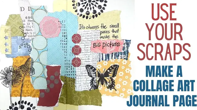 'Video thumbnail for Use Your Scraps: Collage Art Journal Page'