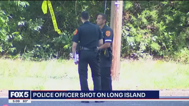 'Video thumbnail for Long Island police officer struck by gunfire in the hospital'