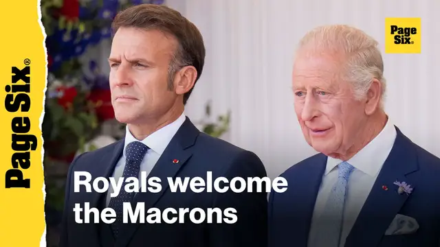 'Video thumbnail for Royals welcome French President Emmanuel Macron and his wife Brigitte to Windsor Castle'