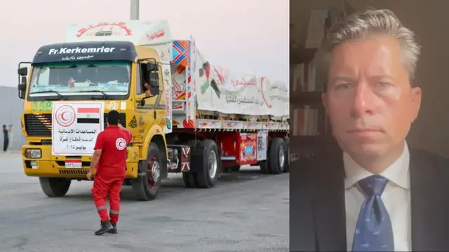 'Video thumbnail for Aid deliveries to Gaza ‘still a drop in the ocean,’ UN humanitarian chief says'