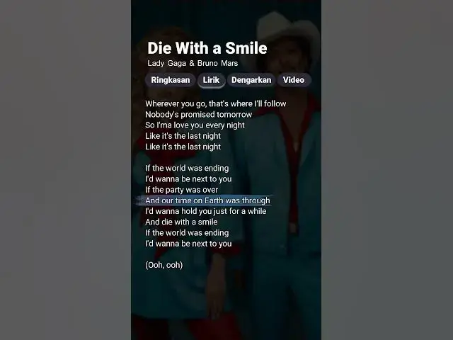 'Video thumbnail for Lady Gaga & Bruno Mars - Die With a Smile #diewithasmile #brunomars #ladygaga'