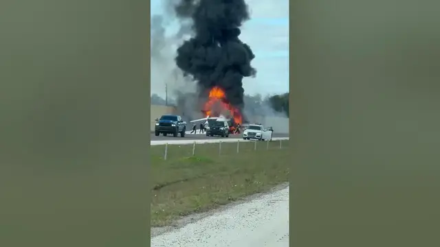 'Video thumbnail for Bombardier Challenger 604 registered as N823KD crashed on Interstate 75 (I-75) near Naples, Florida.'