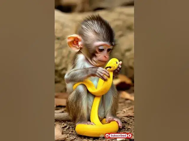 'Video thumbnail for Cute Monkey Playing With Snake #babymonkey #monkeyvideo #monkeyvssnake #snakevideo #yellowsnake'