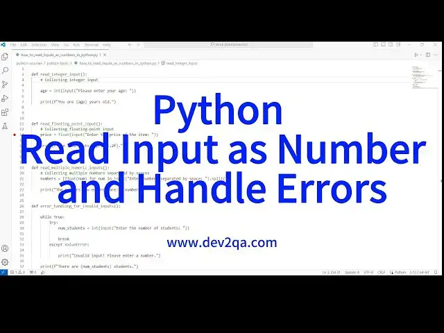 'Video thumbnail for How to Read Input as Numbers and Handle Errors in Python'