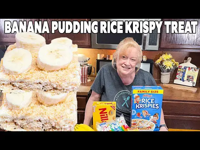'Video thumbnail for How To Make BANANA PUDDING RICE KRISPIE TREATS'