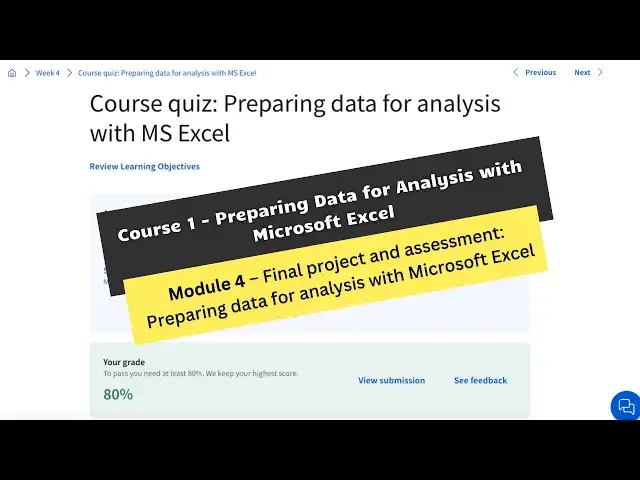 'Video thumbnail for preparing data for analysis with microsoft excel week 4 coursera answers || theanswershome'