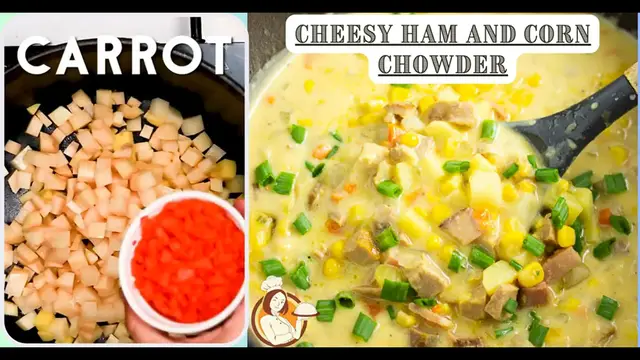 'Video thumbnail for Cheesy Ham and Corn Chowder'