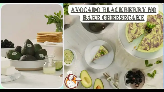 'Video thumbnail for Avocado Blackberry No Bake Cheesecake'