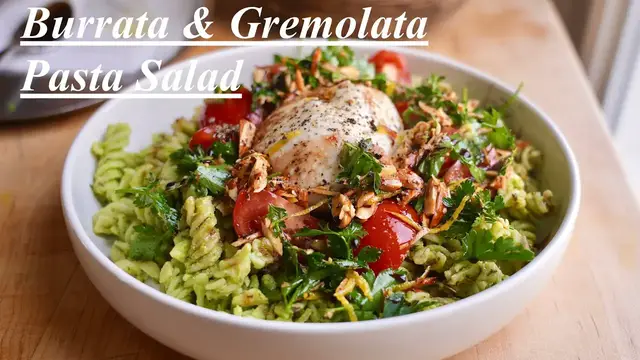 'Video thumbnail for Burrata & Gremolata Pasta Salad'