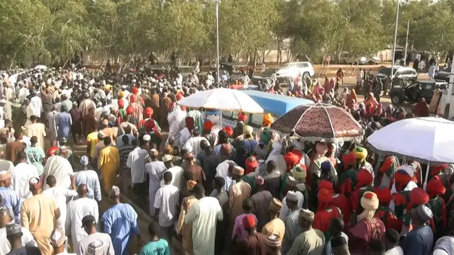 'Video thumbnail for Thousands of Nigerians attend funeral of ex-President Buhari'
