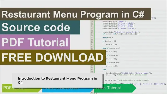 'Video thumbnail for Restaurant Menu Program in C#'